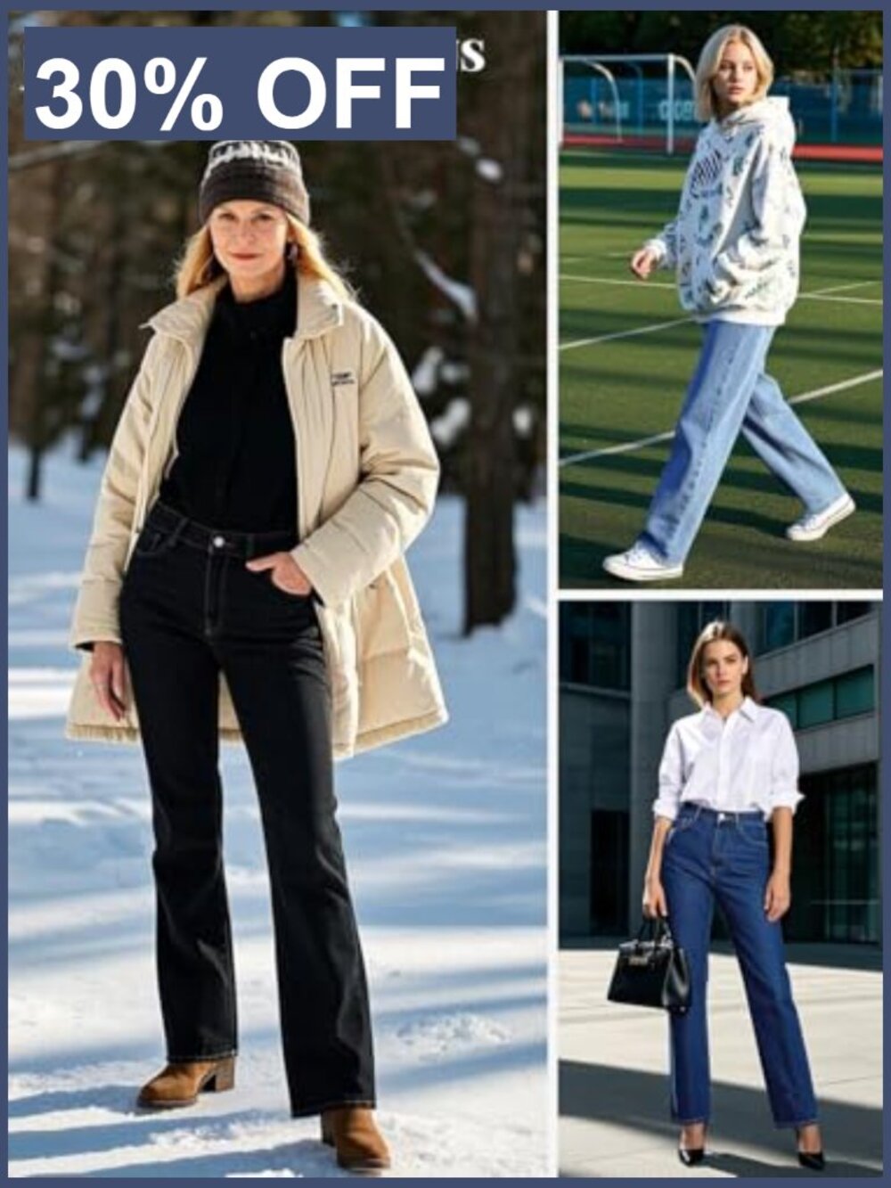 High Waisted Straight Leg Jeans Tummy Control Stretchy Casual Denim Pants - Picture 4 of 7